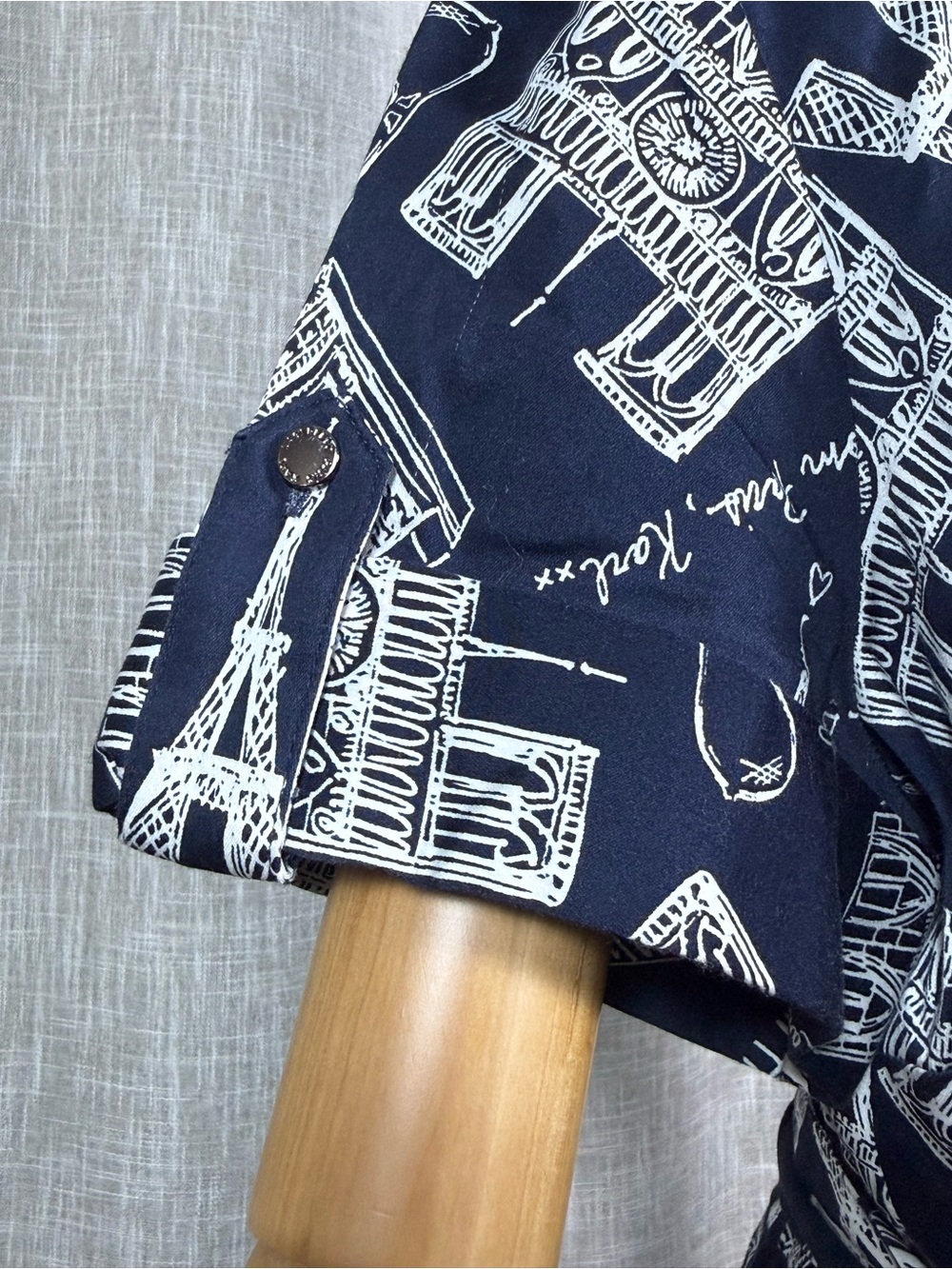 Karl Lagerfeld Navy and White Printed Shirt Dress - Picture 5 of 8